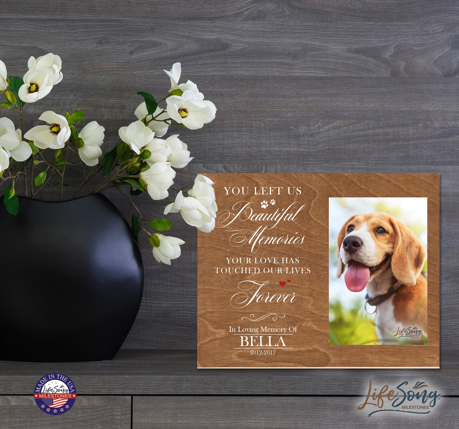 Pet Memorial Photo Wall Plaque Décor - You Left Us Beautiful Memories - LifeSong Milestones