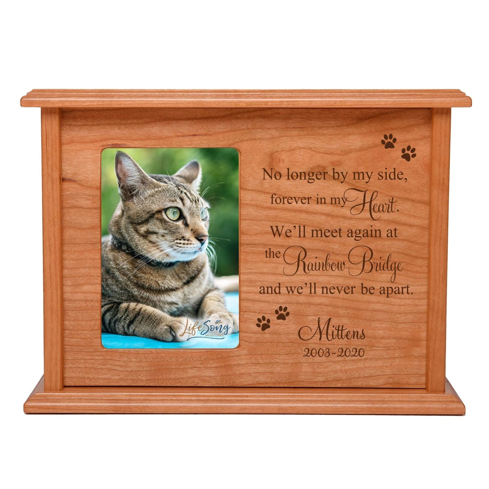 Pet Memorial Picture Cremation Urn Box for Dog or Cat - The Rainbow Bridge - LifeSong Milestones