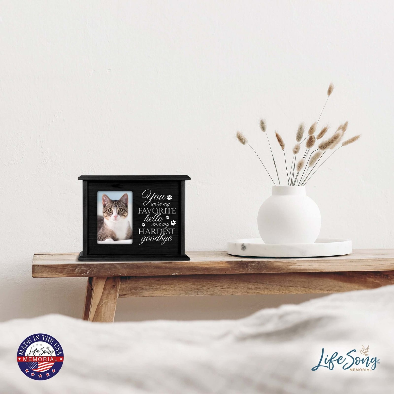 Pet Memorial Picture Cremation Urn Box for Dog or Cat - You Were My Favorite Hello - LifeSong Milestones