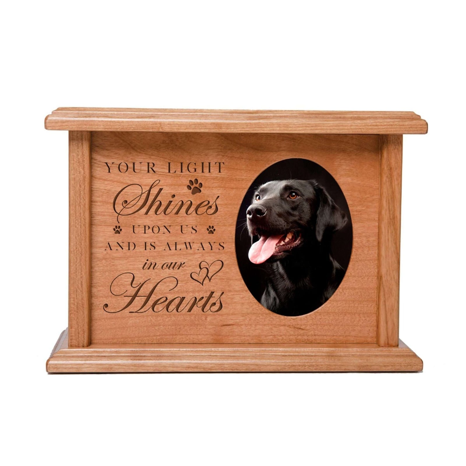 Pet Memorial Picture Cremation Urn Box for Dog or Cat - Your Light Shines Upon Us - LifeSong Milestones