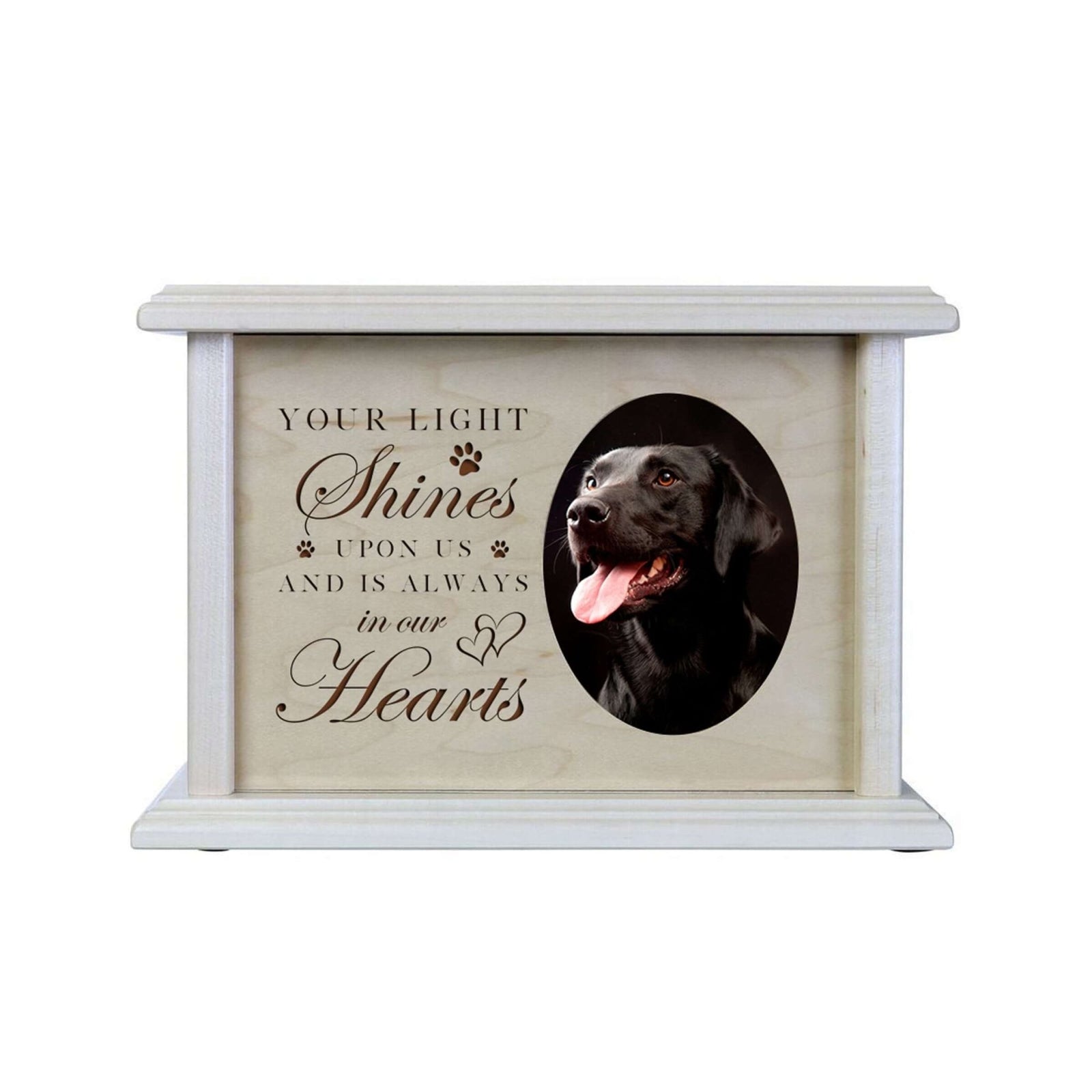 Pet Memorial Picture Cremation Urn Box for Dog or Cat - Your Light Shines Upon Us - LifeSong Milestones