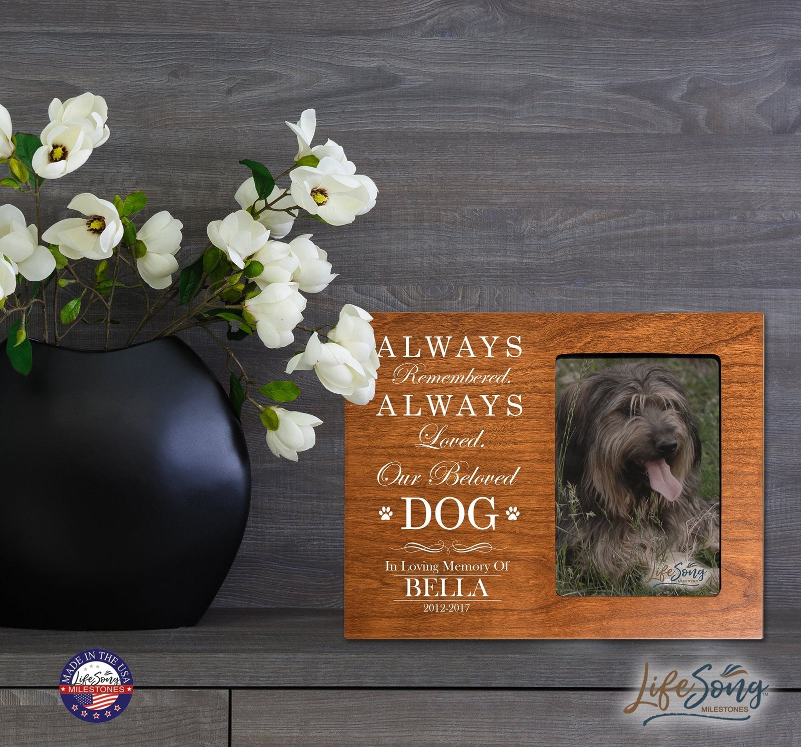Pet Memorial Picture Frame - Always Remembered, Always Loved - LifeSong Milestones
