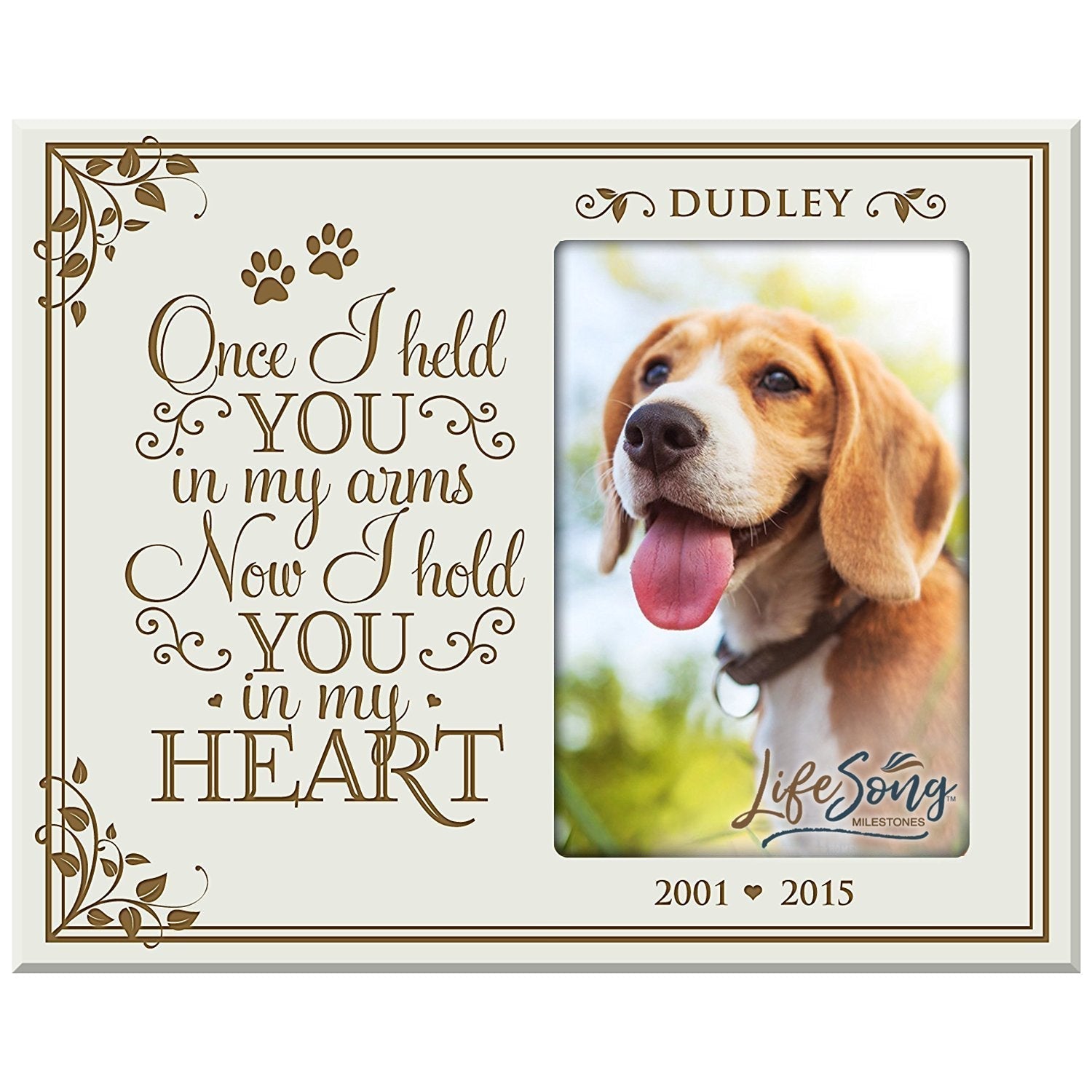Pet Memorial Picture Frame - Once I Held You In My Arms - LifeSong Milestones