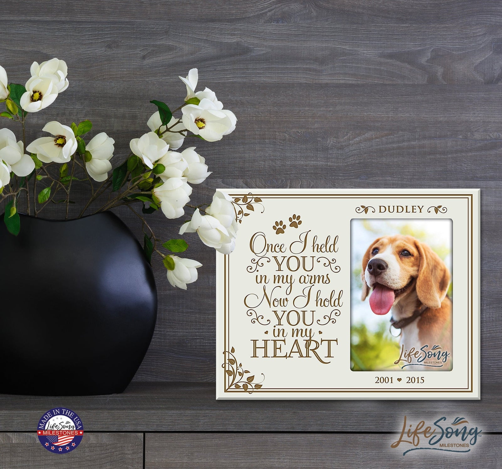 Pet Memorial Picture Frame - Once I Held You In My Arms - LifeSong Milestones