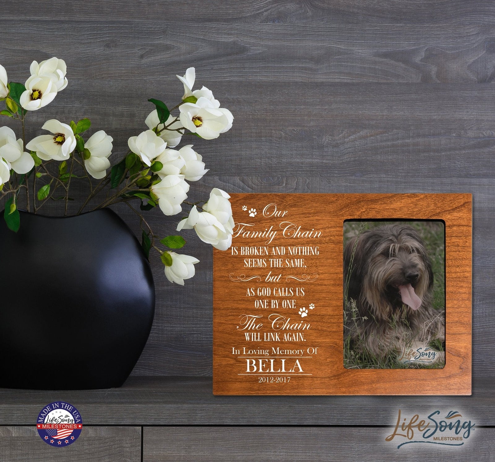 Pet Memorial Picture Frame - Our Family Chain Is Broken - LifeSong Milestones