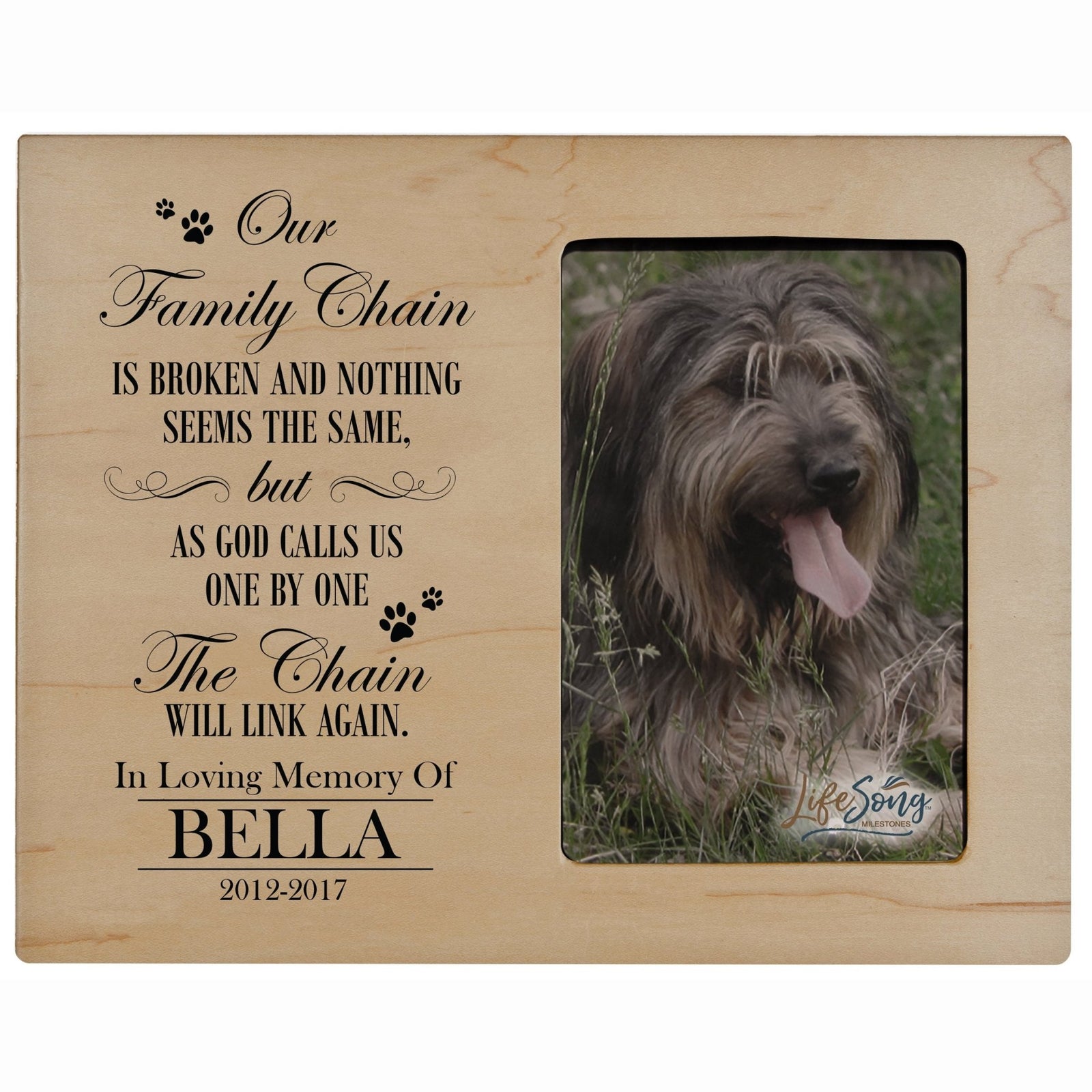 Pet Memorial Picture Frame - Our Family Chain Is Broken - LifeSong Milestones