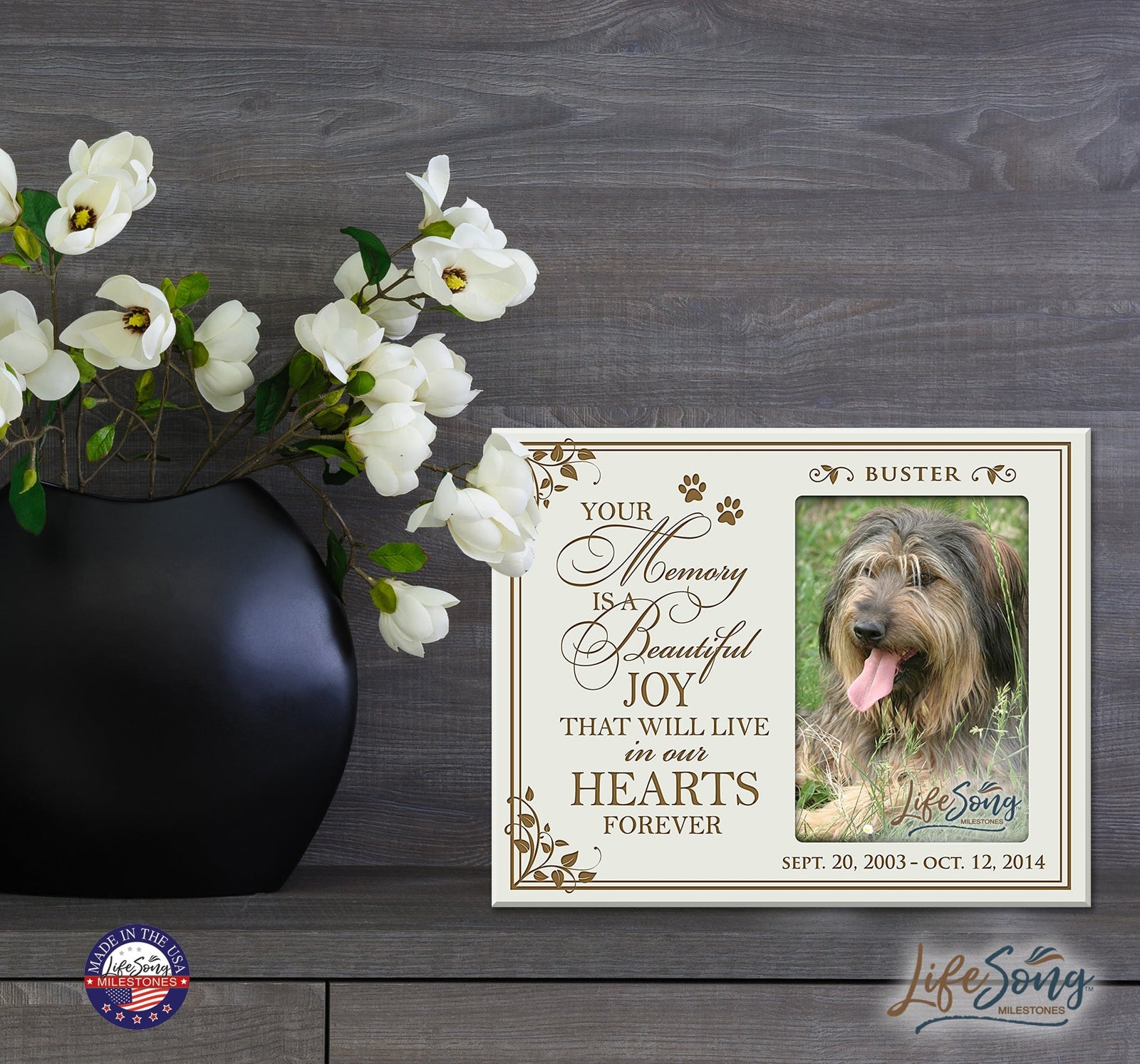 Pet Memorial Picture Frame - Your Memory Is A Beautiful Joy - LifeSong Milestones
