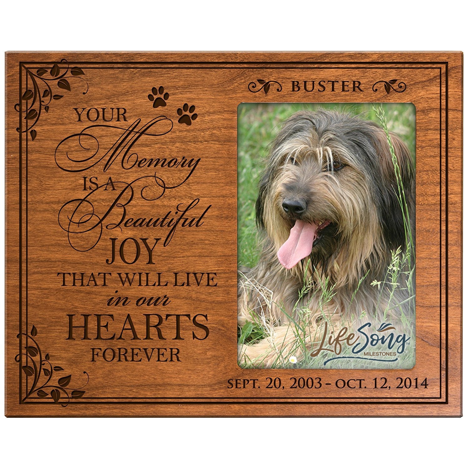 Pet Memorial Picture Frame - Your Memory Is A Beautiful Joy - LifeSong Milestones