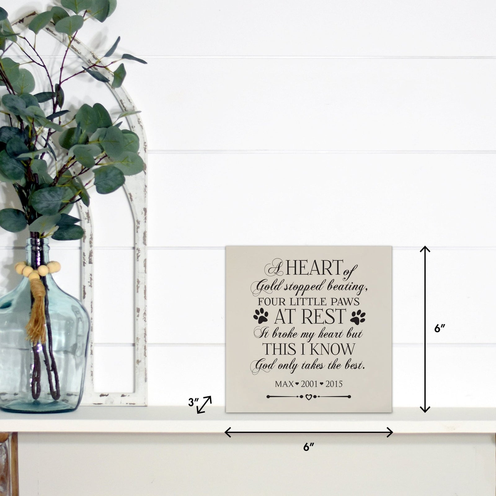 Pet Memorial Shadow Box Cremation Urn for Dog or Cat - A Heart Of Gold - LifeSong Milestones