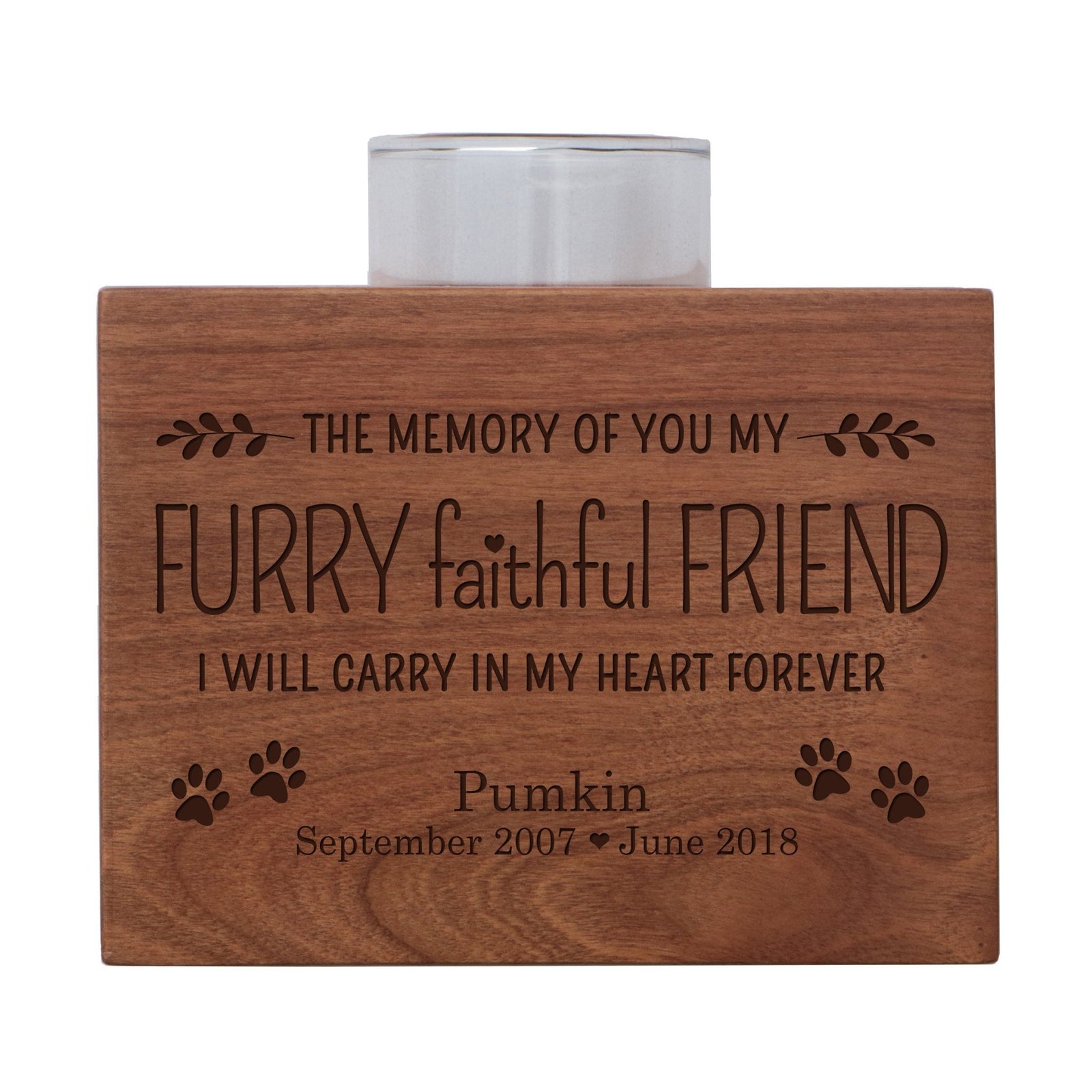 Pet Memorial Single Candle Holder - The Memory of You - LifeSong Milestones