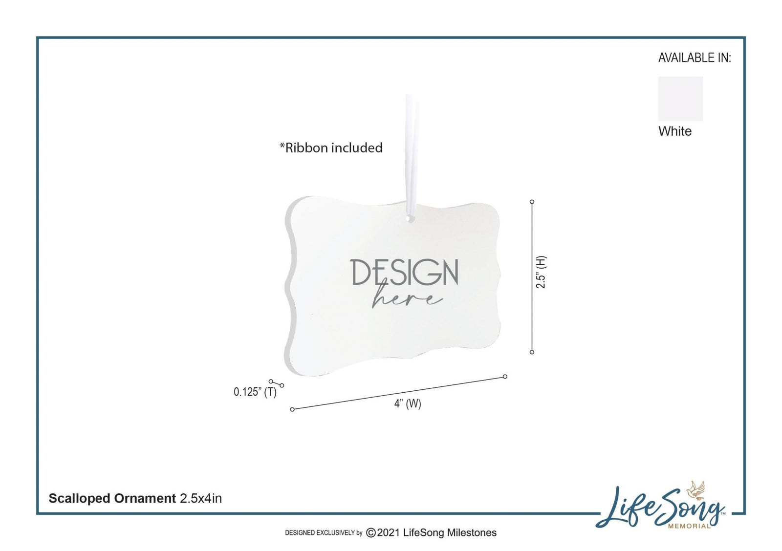 Pet Memorial White Scallop Ornament - Heaven Sent My Own Angel - LifeSong Milestones