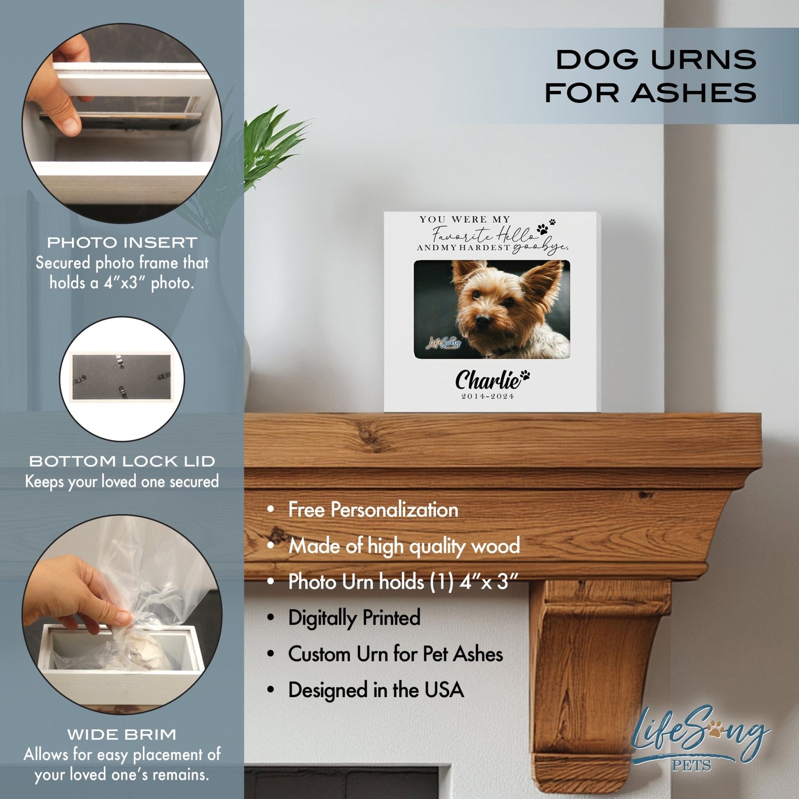 Photo Keepsake Pet Urn with Custom Design – Memorial for Dogs or Cats - You Were My Favorite - LifeSong Milestones