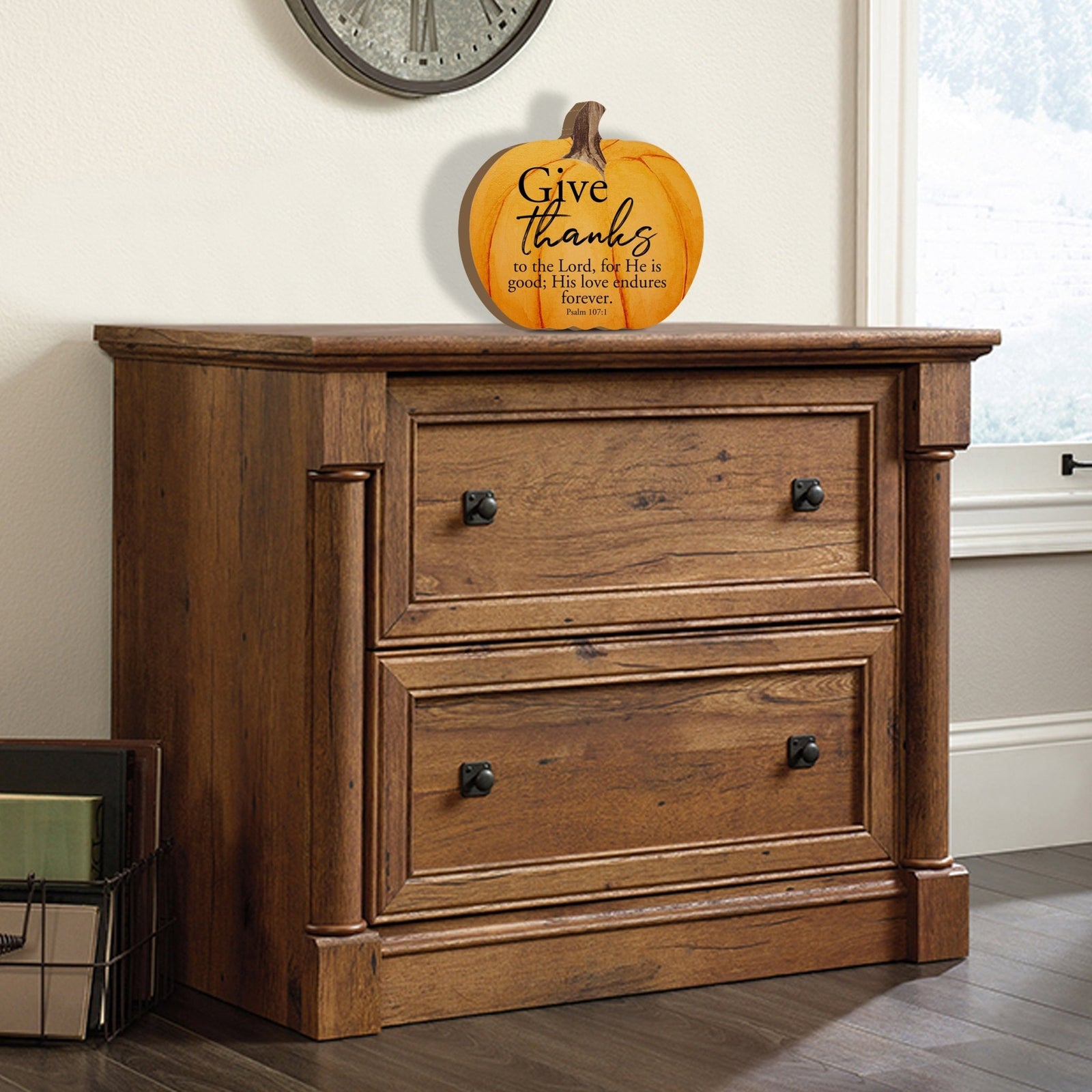 Pumpkin shelf decor Decorative Home Décor - Give Thanks To The Lord - LifeSong Milestones