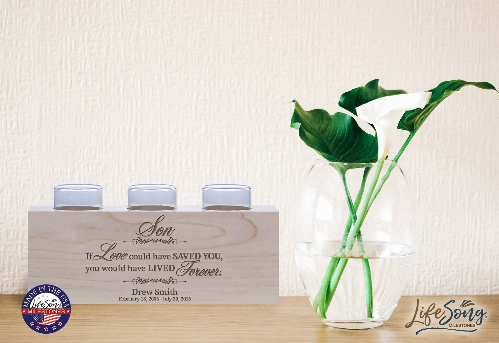 Remembrance Memorial 3 Candle Holder - Son, If Love Could - LifeSong Milestones