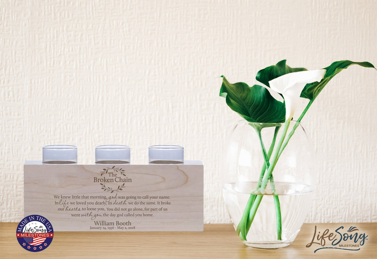 Remembrance Memorial 3 Candle Holder - The Broken Chain - LifeSong Milestones