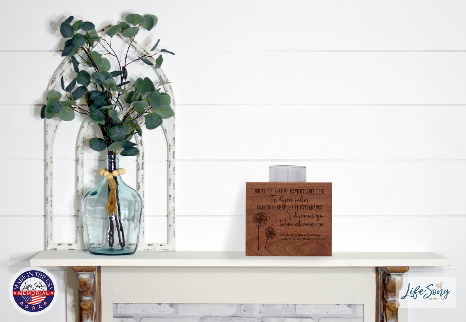 Remembrance Memorial Single Candle Holder - Que Los Vientos Del Cielo - LifeSong Milestones