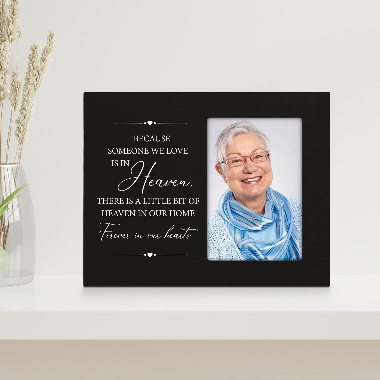 Rustic-Inspired Wooden Human Memorial Frames That Holds A 4x6in Photo - Because Someone We Love (Heart) - LifeSong Milestones
