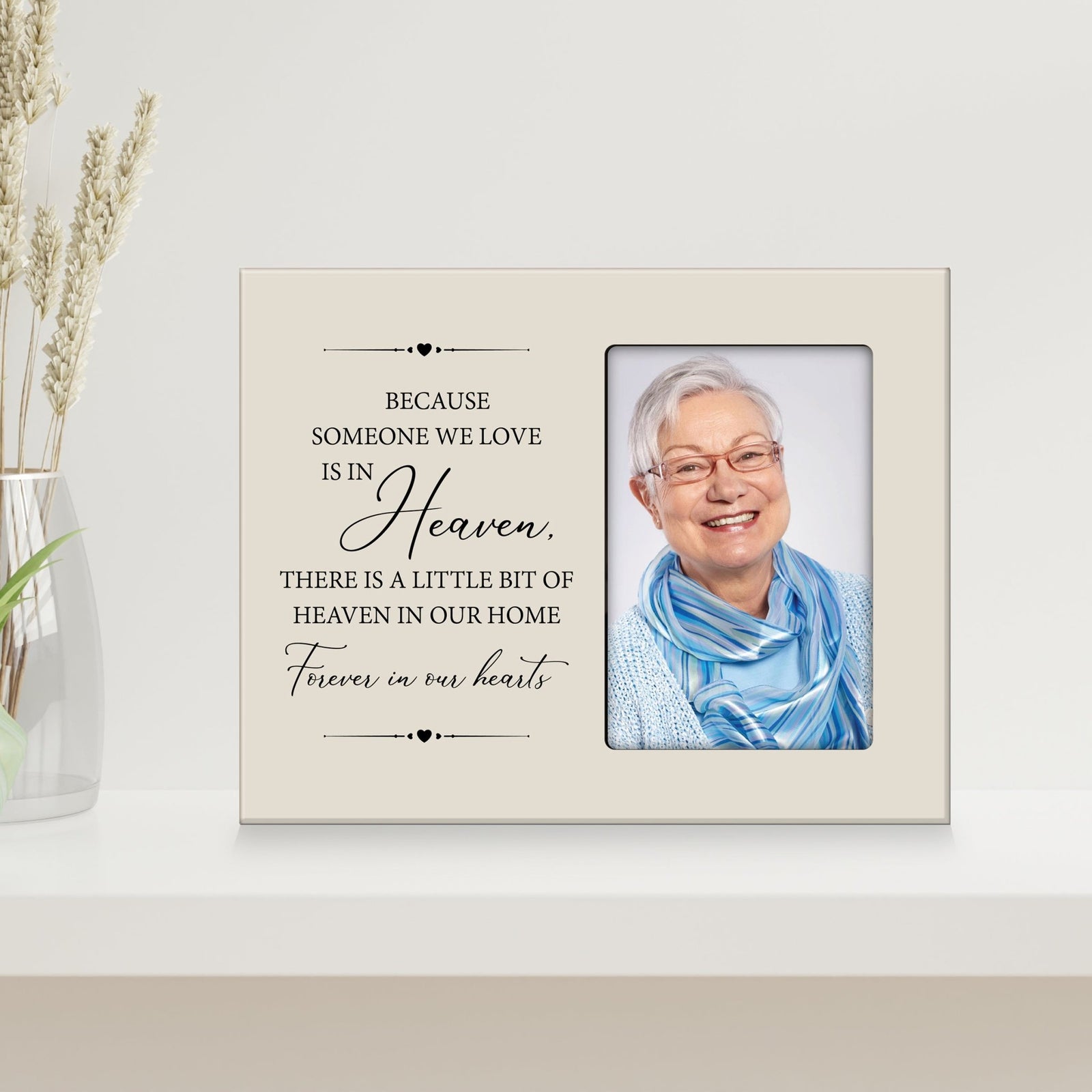 Rustic-Inspired Wooden Human Memorial Frames That Holds A 4x6in Photo - Because Someone We Love (Heart) - LifeSong Milestones
