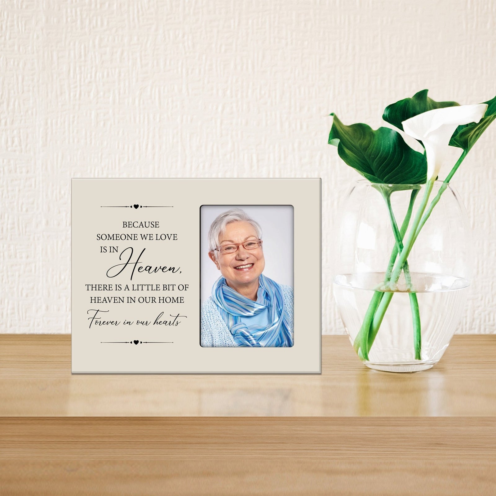 Rustic-Inspired Wooden Human Memorial Frames That Holds A 4x6in Photo - Because Someone We Love (Heart) - LifeSong Milestones