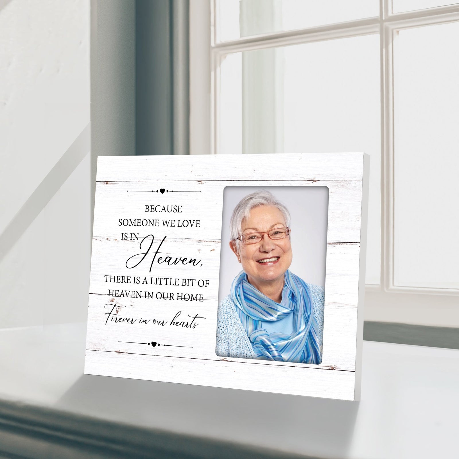 Rustic-Inspired Wooden Human Memorial Frames That Holds A 4x6in Photo - Because Someone We Love (Heart) - LifeSong Milestones