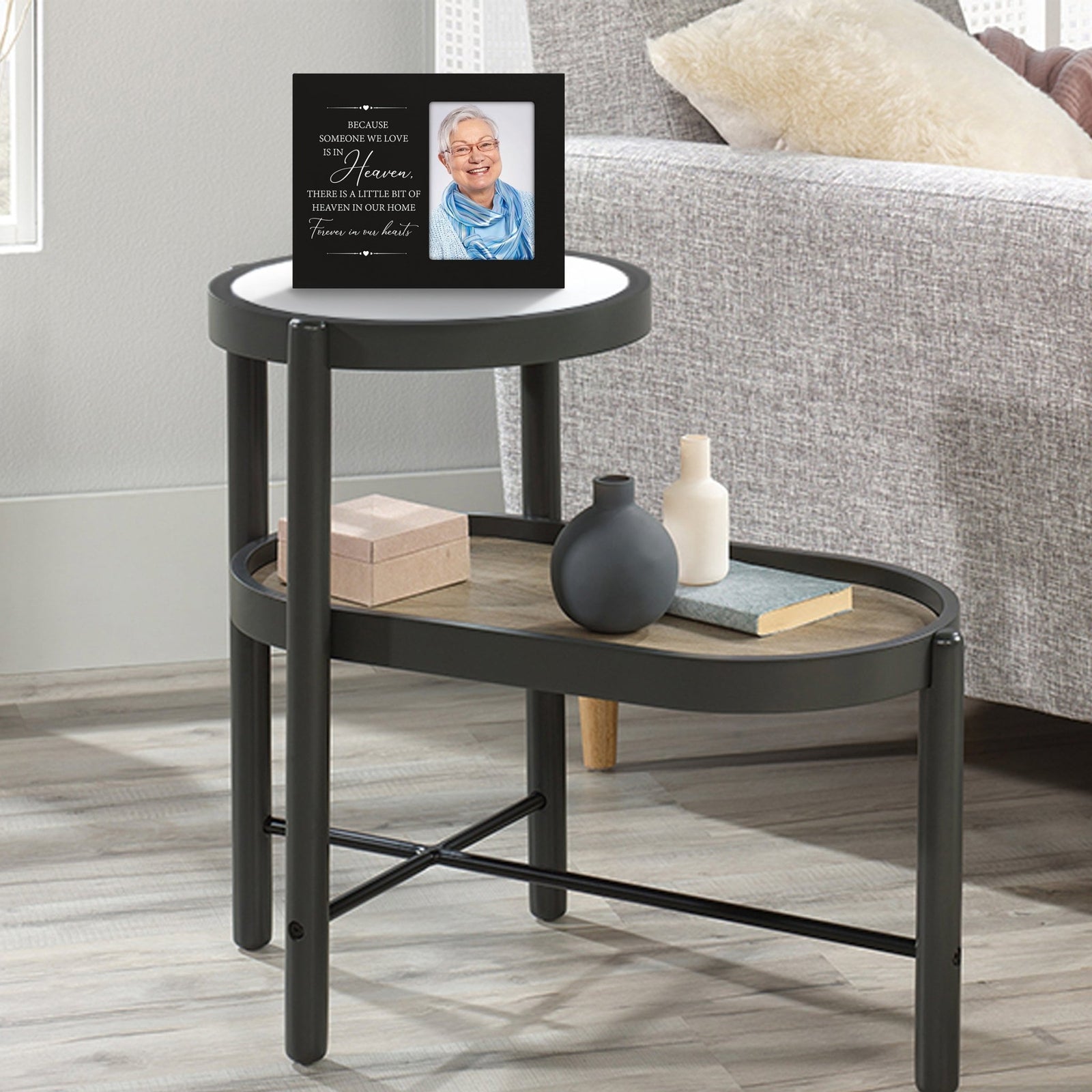 Rustic-Inspired Wooden Human Memorial Frames That Holds A 4x6in Photo - Because Someone We Love (Heart) - LifeSong Milestones