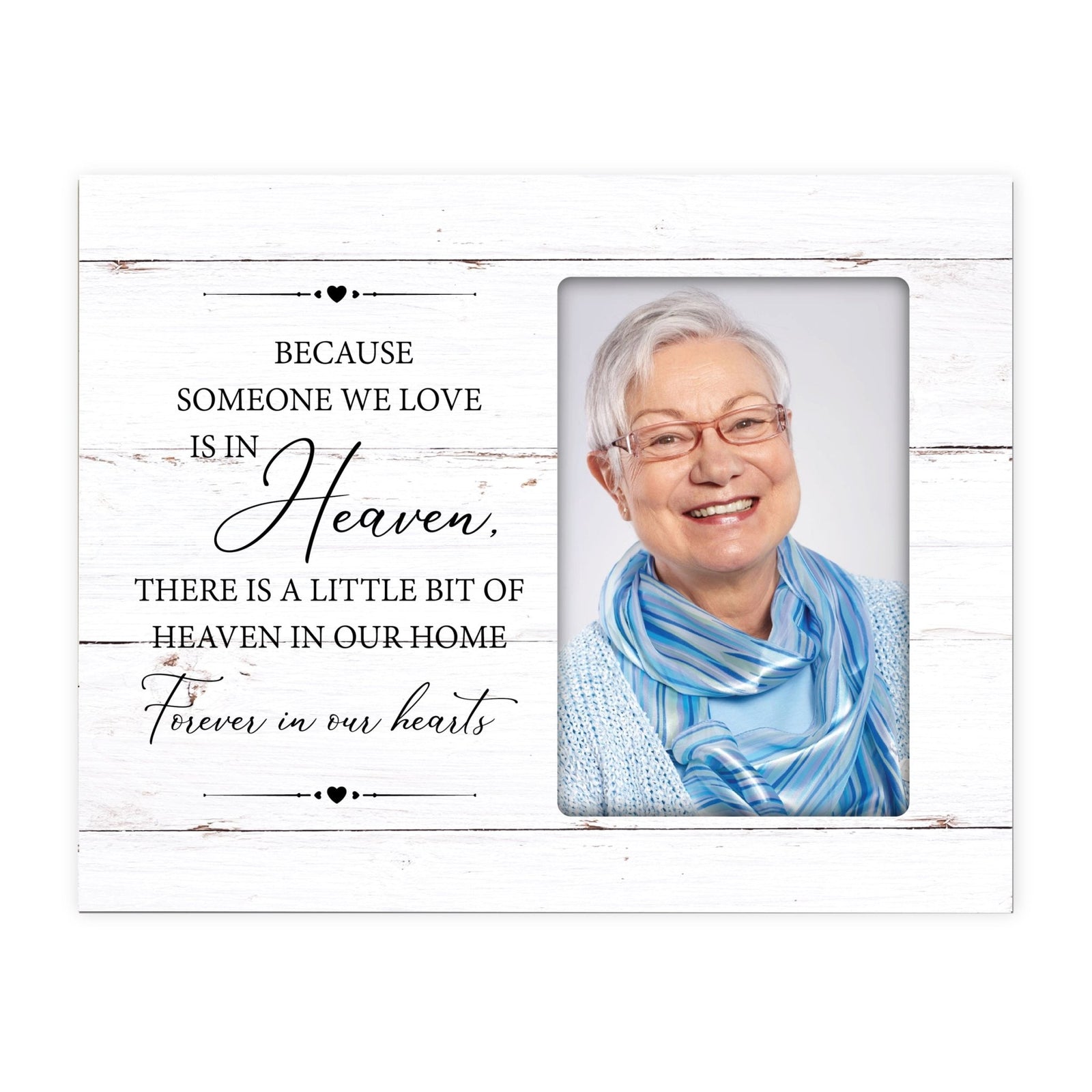Rustic-Inspired Wooden Human Memorial Frames That Holds A 4x6in Photo - Because Someone We Love (Heart) - LifeSong Milestones