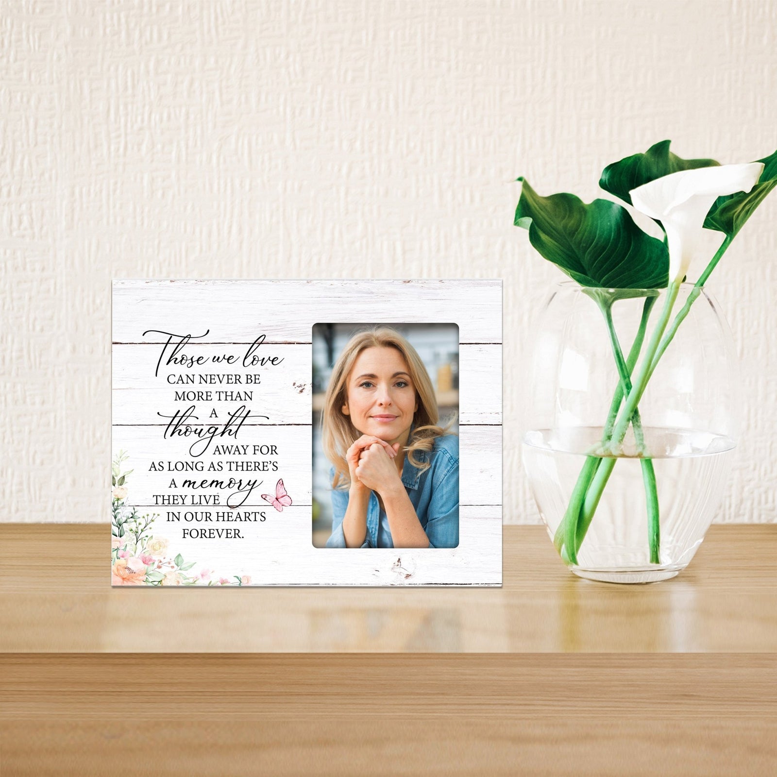 Rustic-Inspired Wooden Human Memorial Frames That Holds A 4x6in Photo - Those We Love (Flowers) - LifeSong Milestones
