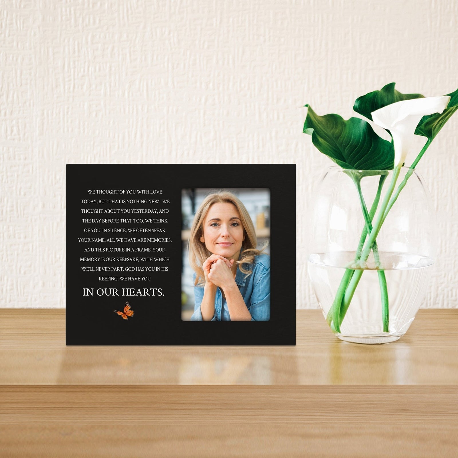 Rustic-Inspired Wooden Human Memorial Frames That Holds A 4x6in Photo - We Thought Of You - LifeSong Milestones