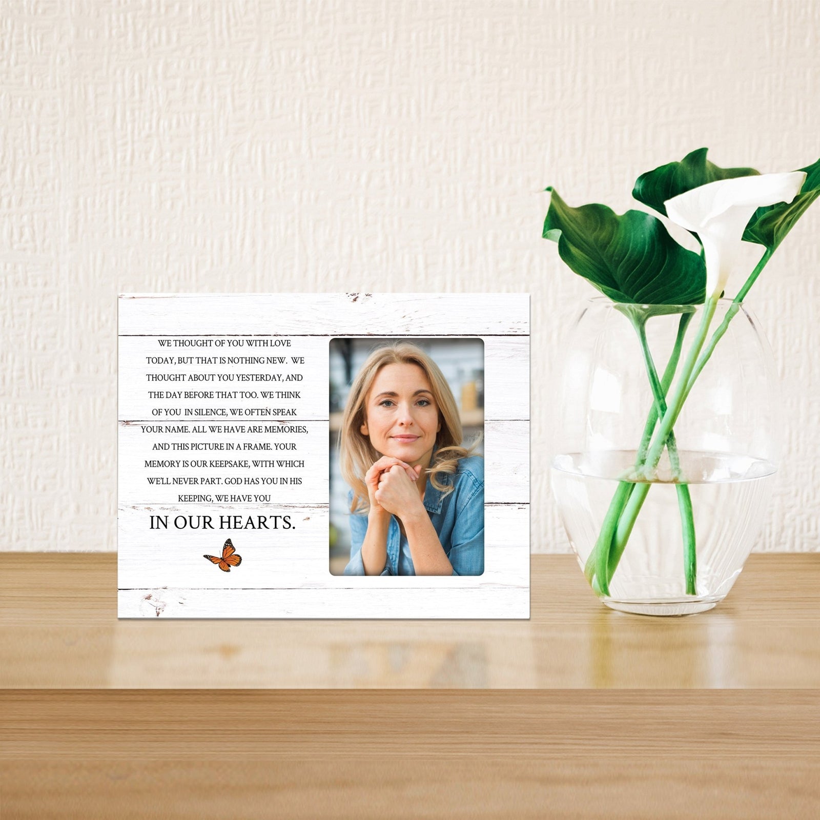 Rustic-Inspired Wooden Human Memorial Frames That Holds A 4x6in Photo - We Thought Of You - LifeSong Milestones