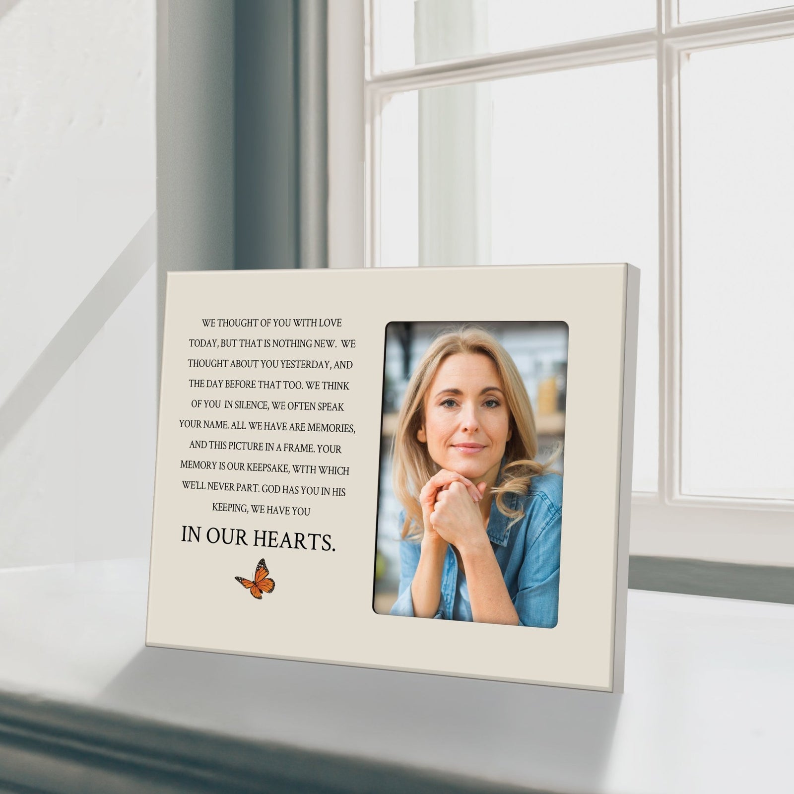 Rustic-Inspired Wooden Human Memorial Frames That Holds A 4x6in Photo - We Thought Of You - LifeSong Milestones