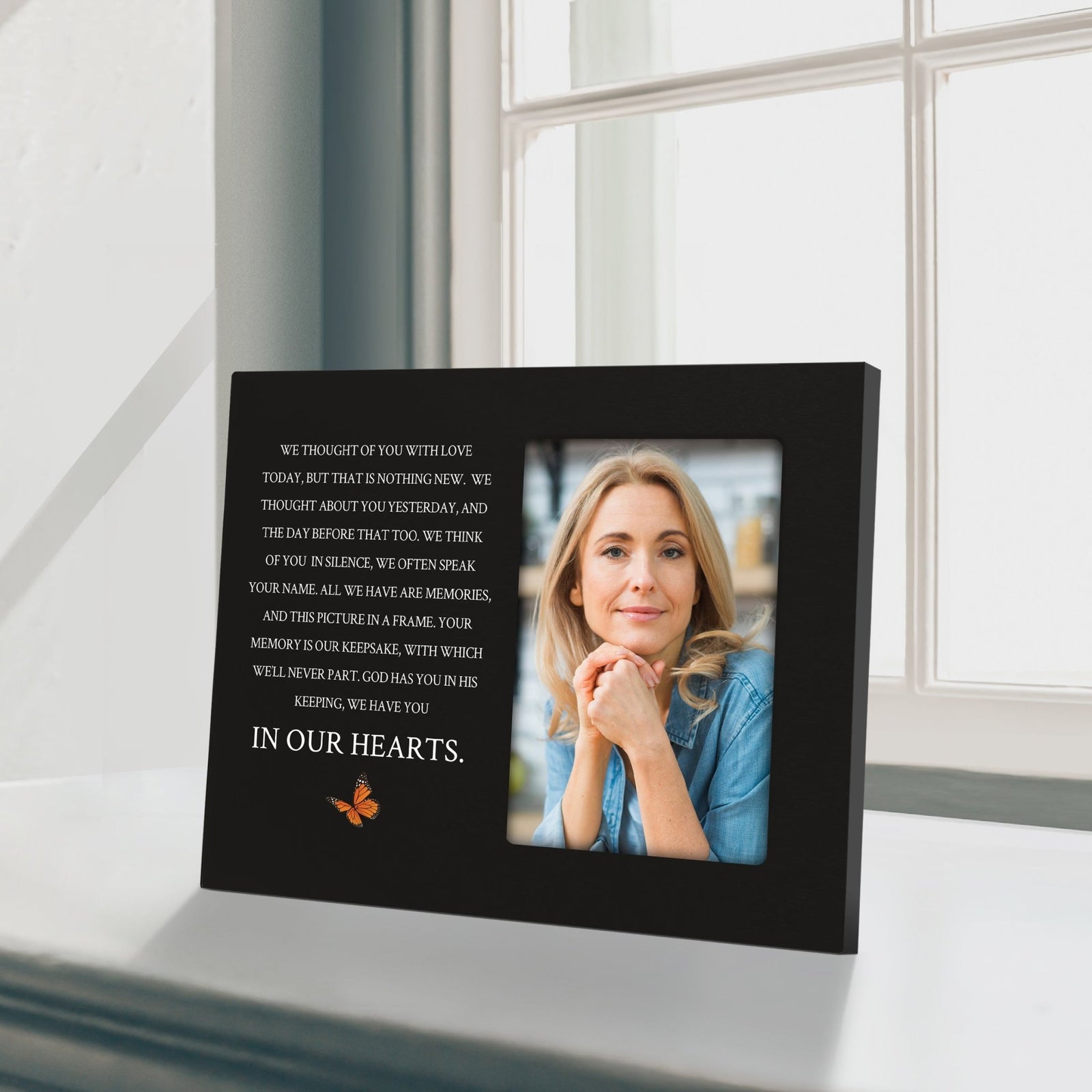 Rustic-Inspired Wooden Human Memorial Frames That Holds A 4x6in Photo - We Thought Of You - LifeSong Milestones