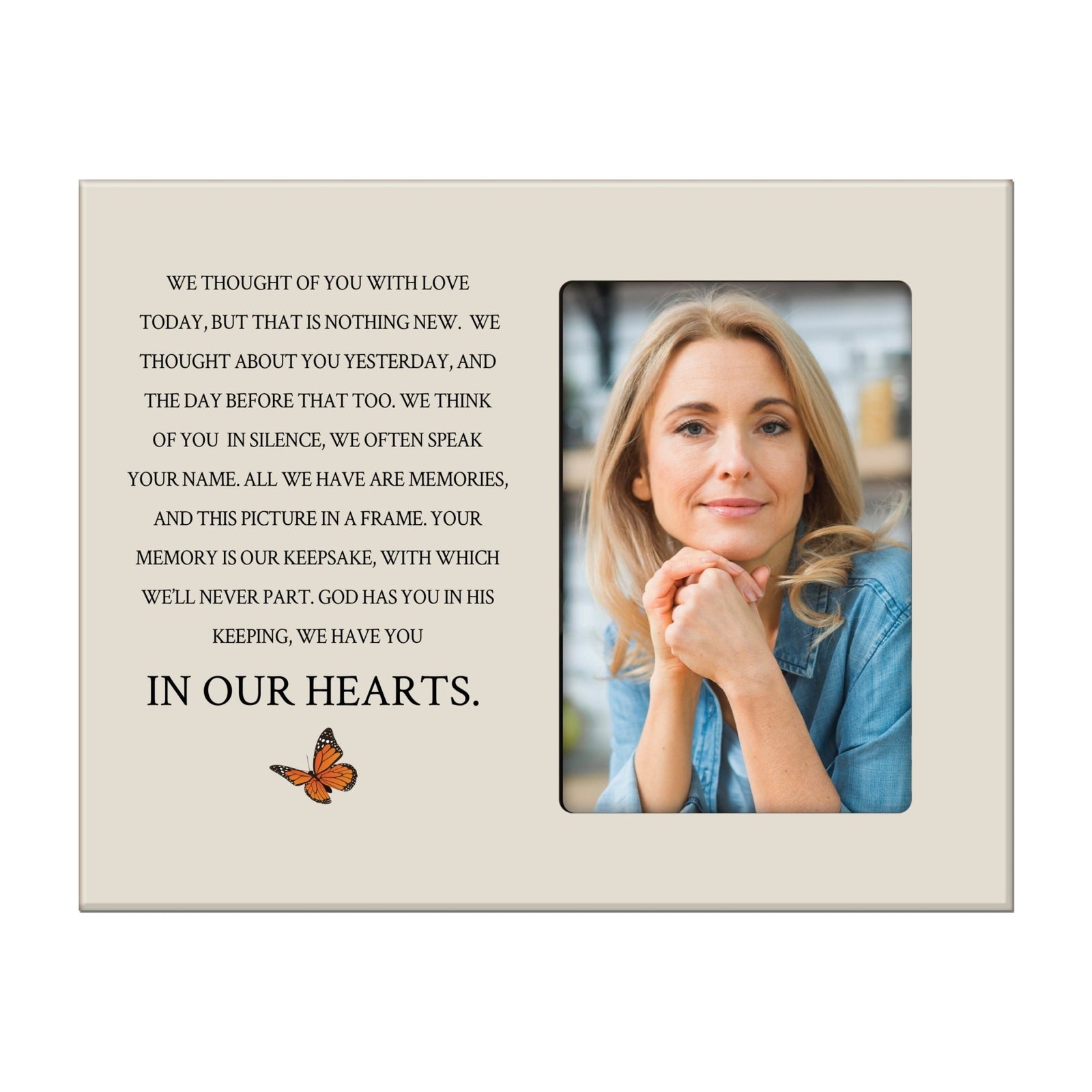 Rustic-Inspired Wooden Human Memorial Frames That Holds A 4x6in Photo - We Thought Of You - LifeSong Milestones
