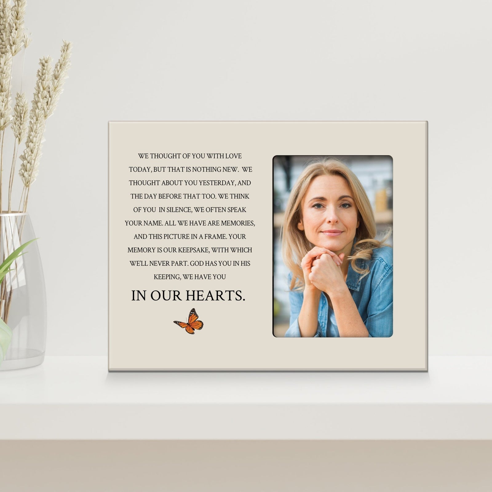 Rustic-Inspired Wooden Human Memorial Frames That Holds A 4x6in Photo - We Thought Of You - LifeSong Milestones