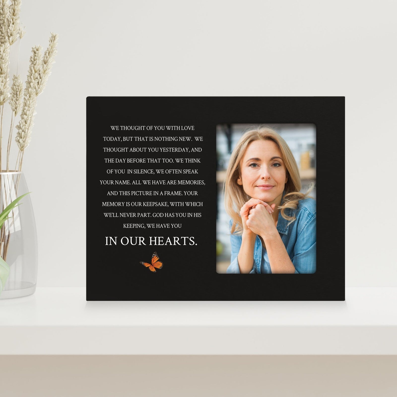 Rustic-Inspired Wooden Human Memorial Frames That Holds A 4x6in Photo - We Thought Of You - LifeSong Milestones