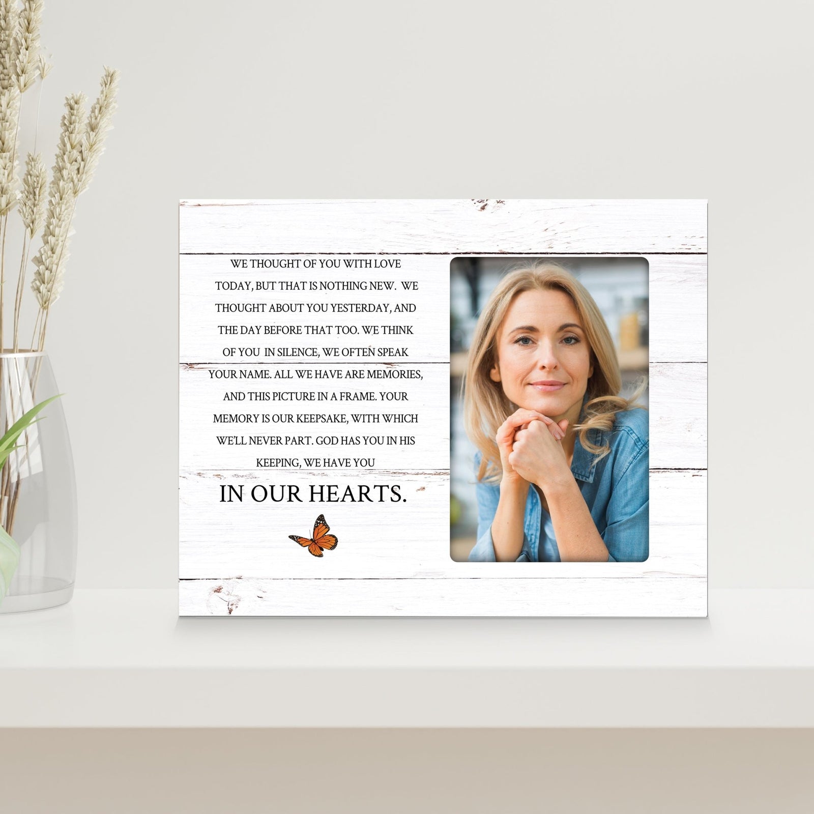 Rustic-Inspired Wooden Human Memorial Frames That Holds A 4x6in Photo - We Thought Of You - LifeSong Milestones