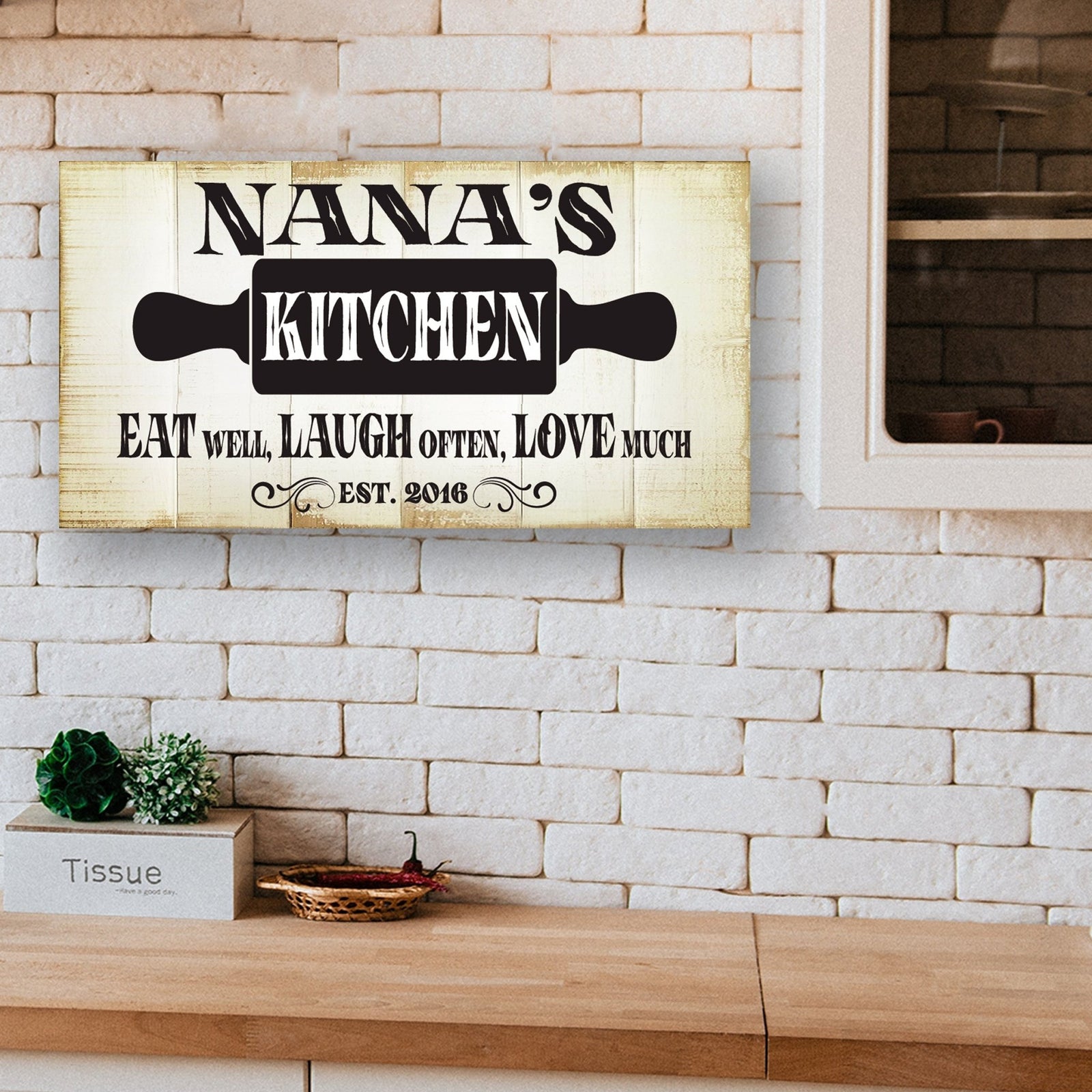 Rustic Kitchen Wooden Wall Plaque Home Décor or Gift Ideas - Eat Well, Laugh Often, Love Much - LifeSong Milestones