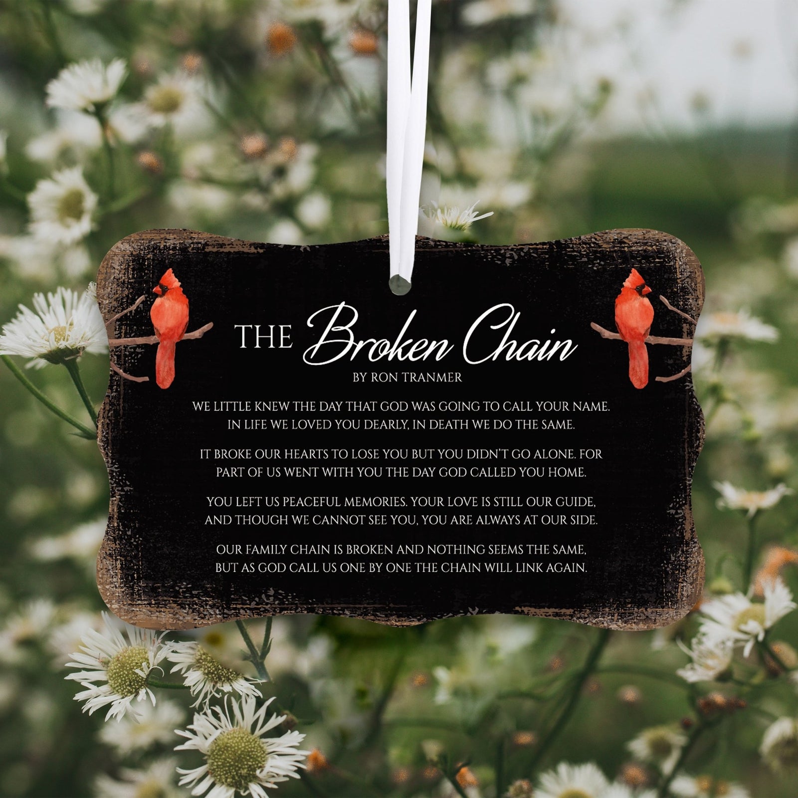 Rustic Scalloped Cardinal Wooden Ornament With Everyday Verses Gift Ideas - The Broken Chain - LifeSong Milestones