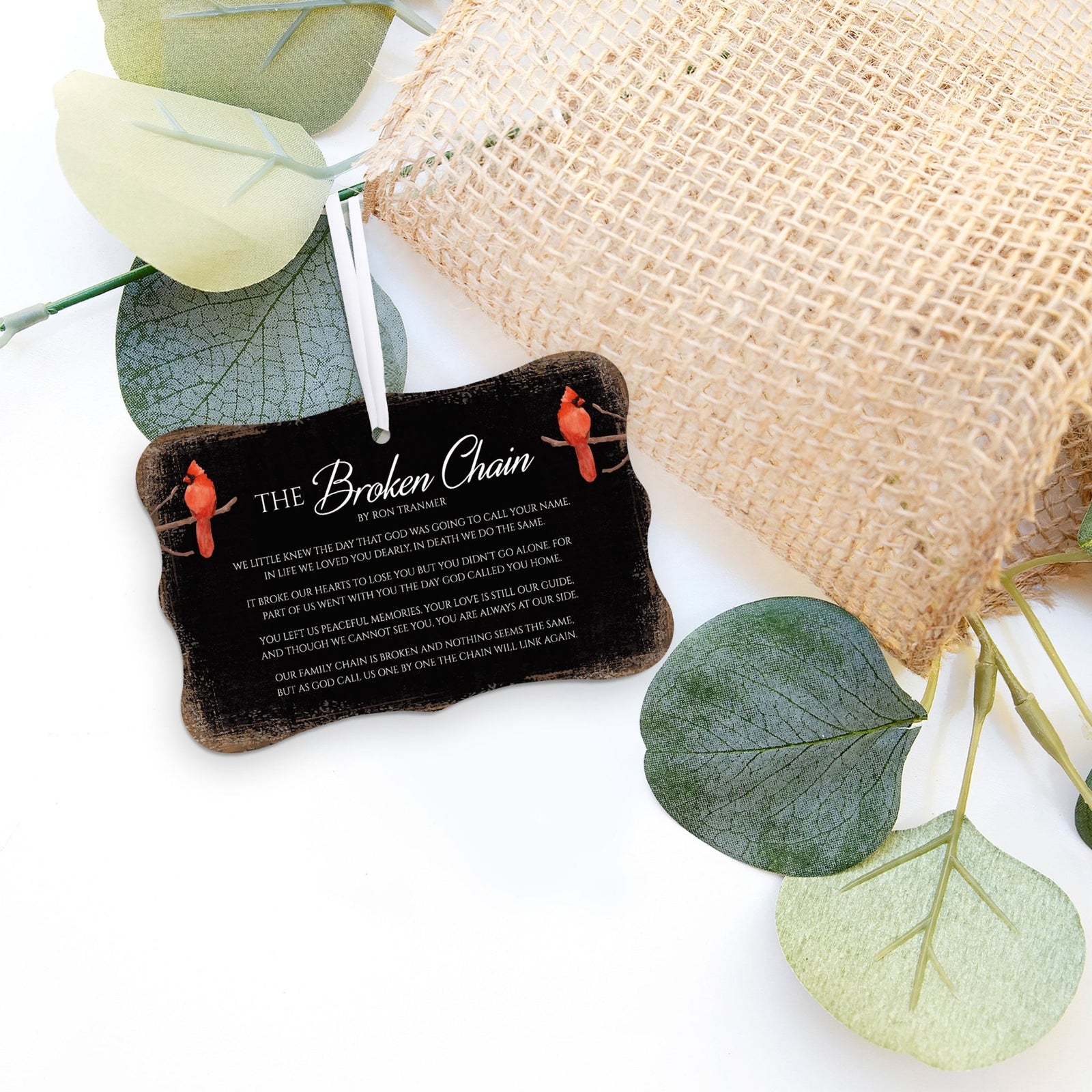 Rustic Scalloped Cardinal Wooden Ornament With Everyday Verses Gift Ideas - The Broken Chain - LifeSong Milestones