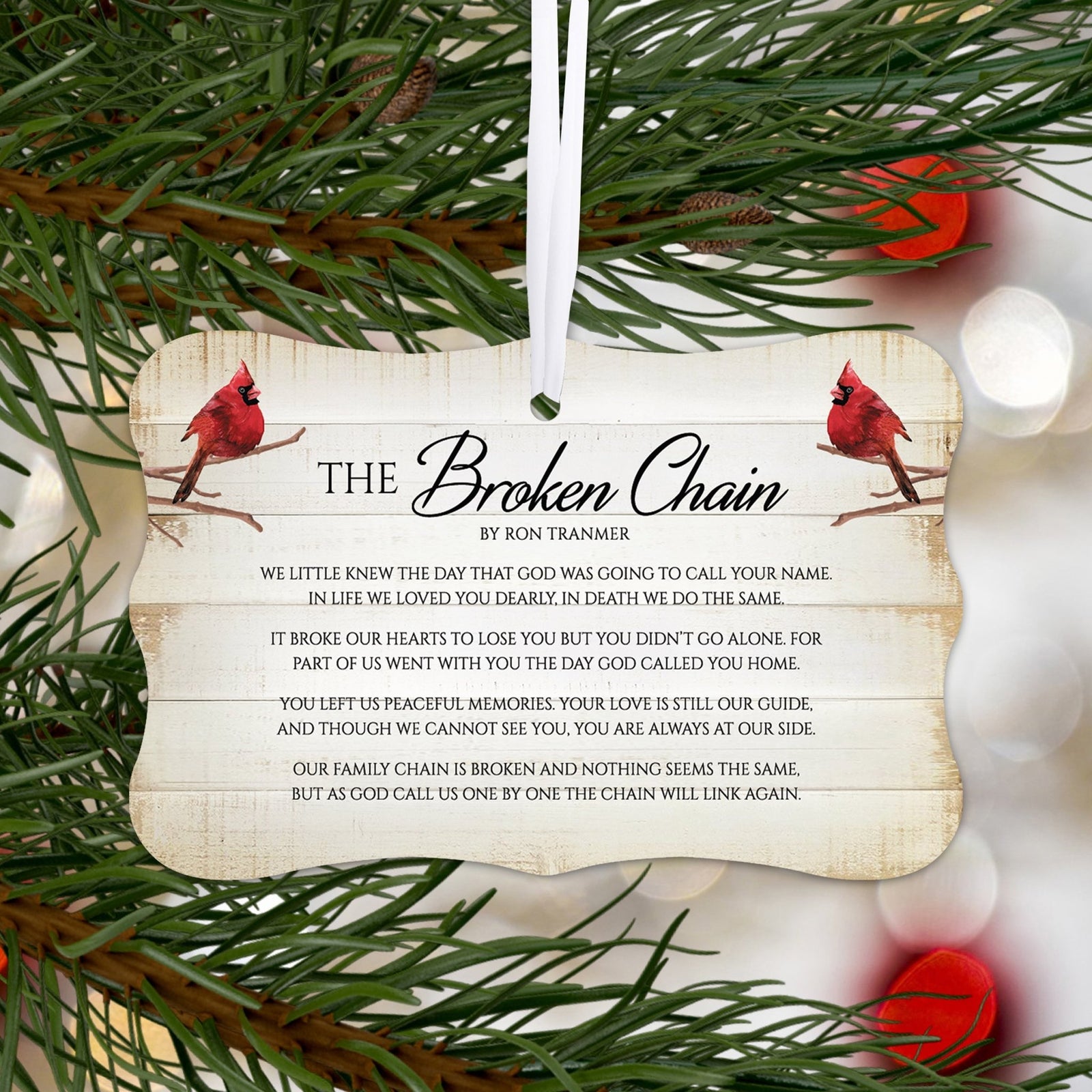 Rustic Scalloped Cardinal Wooden Ornament With Everyday Verses Gift Ideas - The Broken Chain - LifeSong Milestones