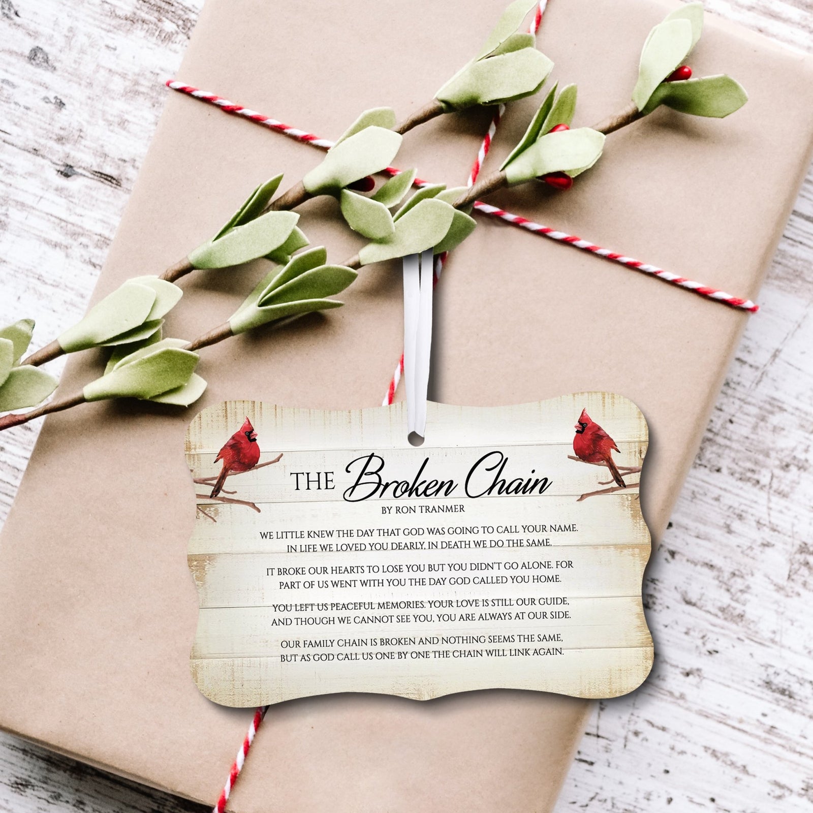 Rustic Scalloped Cardinal Wooden Ornament With Everyday Verses Gift Ideas - The Broken Chain - LifeSong Milestones