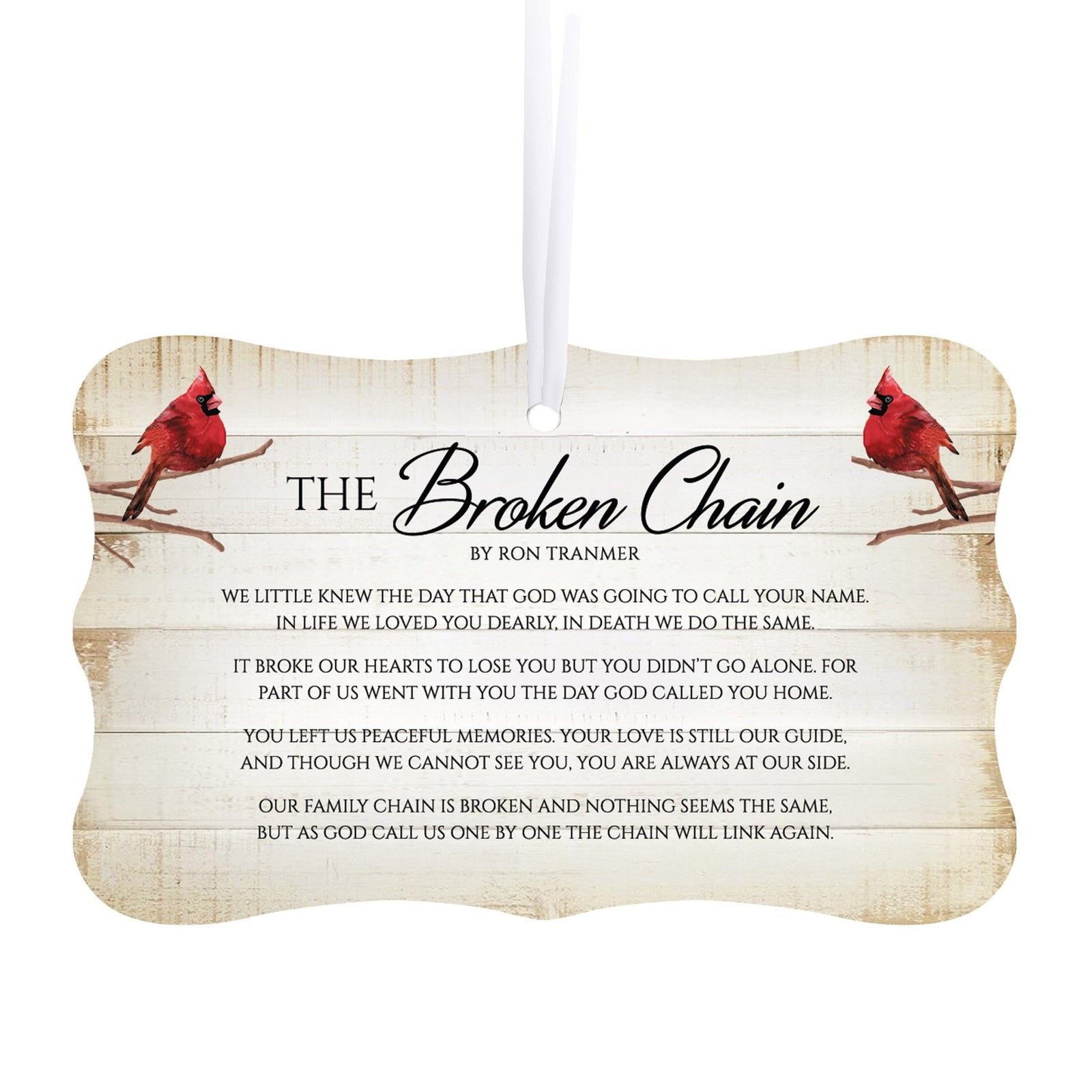 Rustic Scalloped Cardinal Wooden Ornament With Everyday Verses Gift Ideas - The Broken Chain - LifeSong Milestones