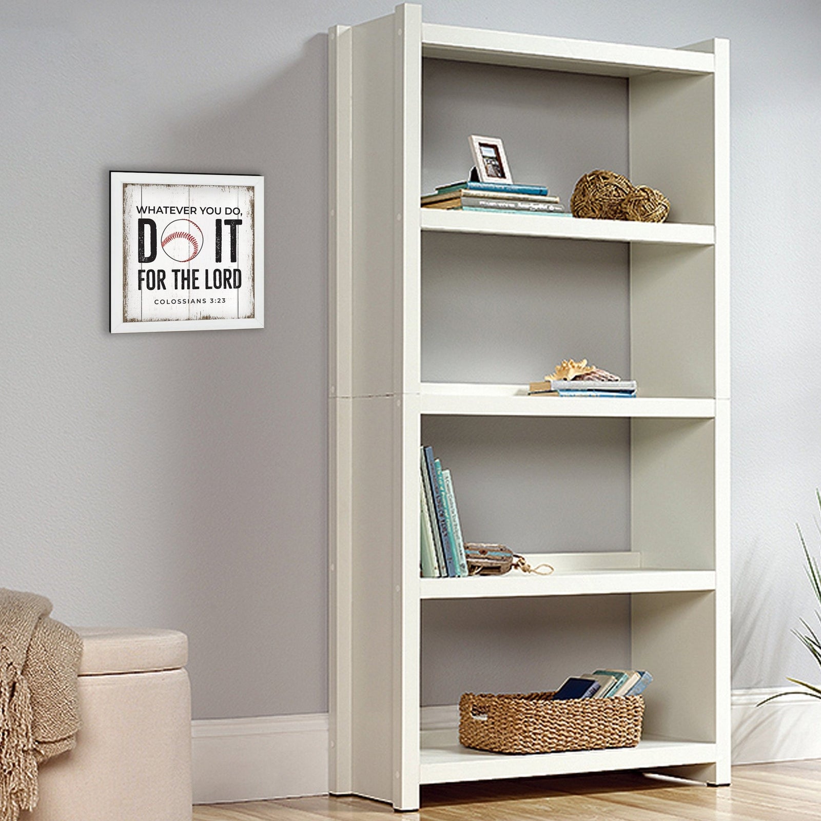 Rustic Wooden Baseball Framed Shadow Box Shelf Décor With Inspiring Bible Verses - Do It - LifeSong Milestones