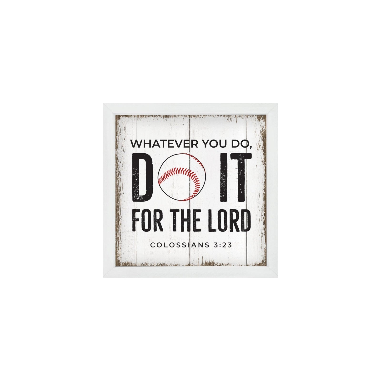 Rustic Wooden Baseball Framed Shadow Box Shelf Décor With Inspiring Bible Verses - Do It - LifeSong Milestones