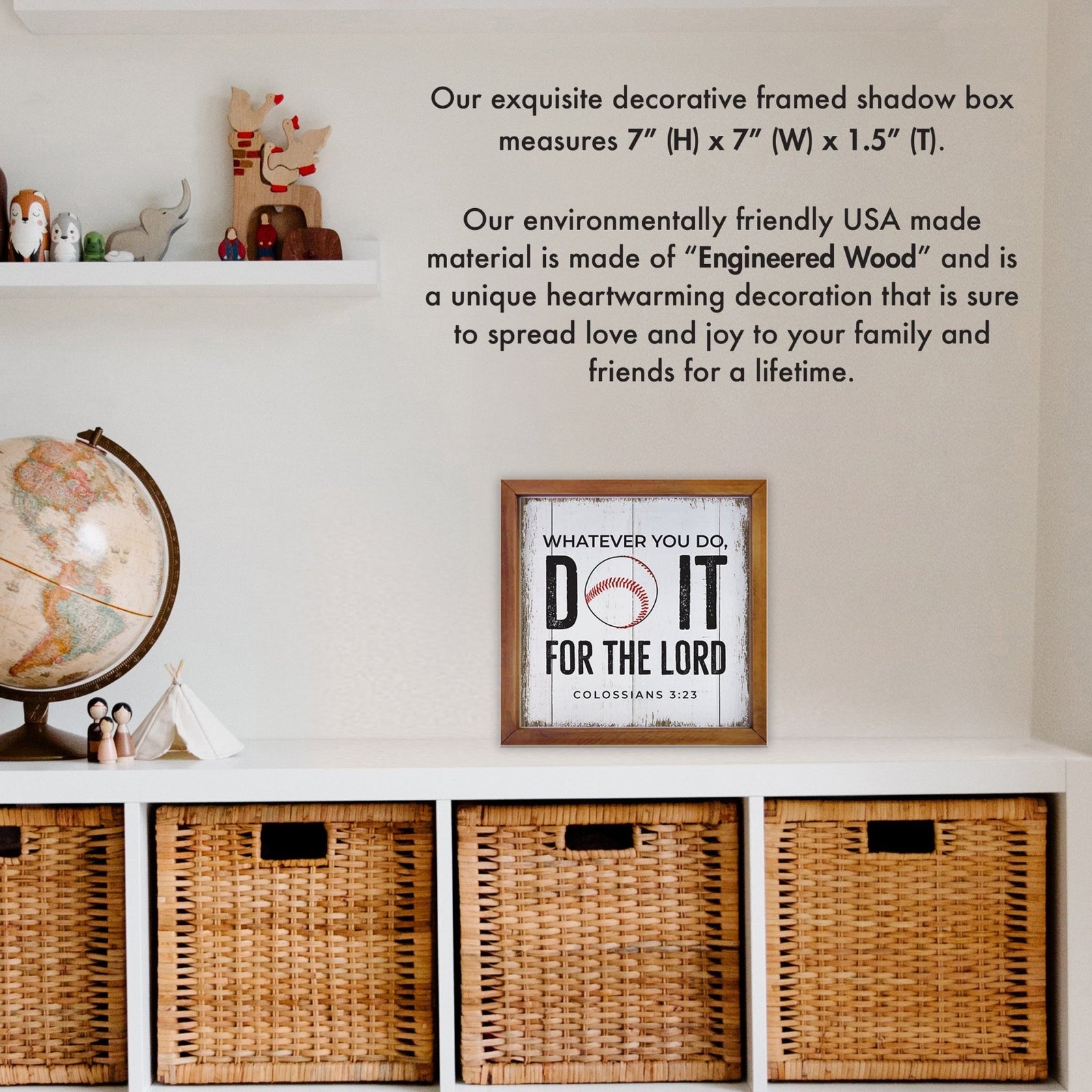 Rustic Wooden Baseball Framed Shadow Box Shelf Décor With Inspiring Bible Verses - Do It - LifeSong Milestones