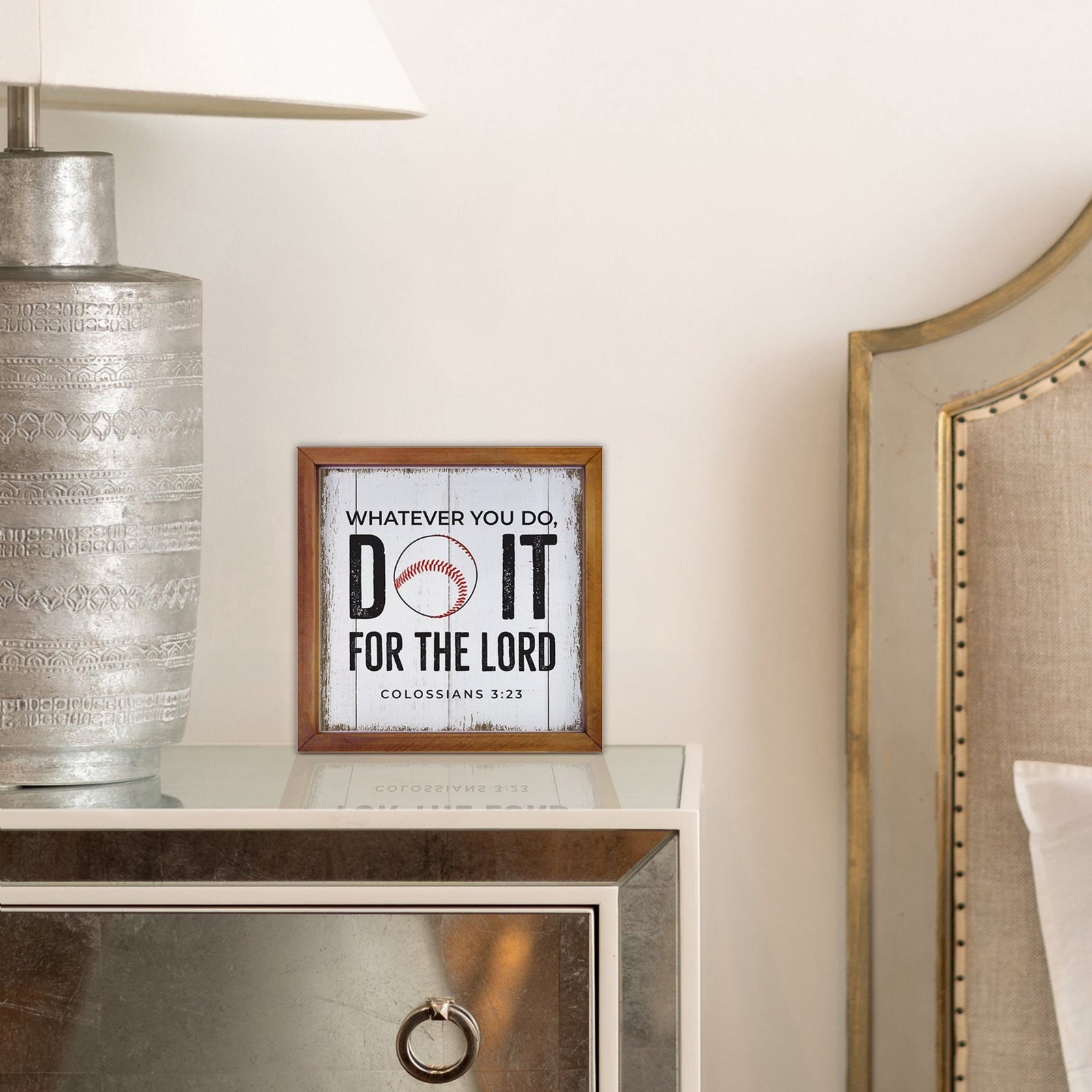 Rustic Wooden Baseball Framed Shadow Box Shelf Décor With Inspiring Bible Verses - Do It - LifeSong Milestones