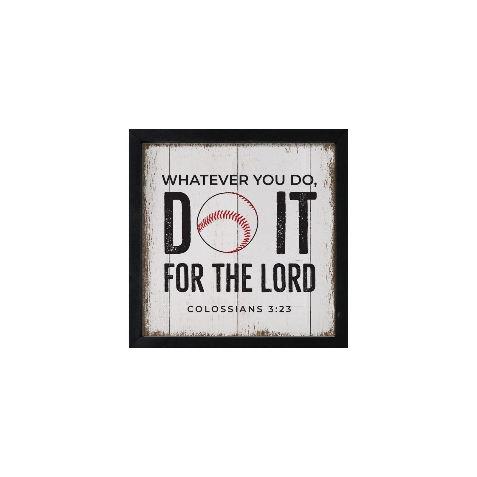 Rustic Wooden Baseball Framed Shadow Box Shelf Décor With Inspiring Bible Verses - Do It - LifeSong Milestones