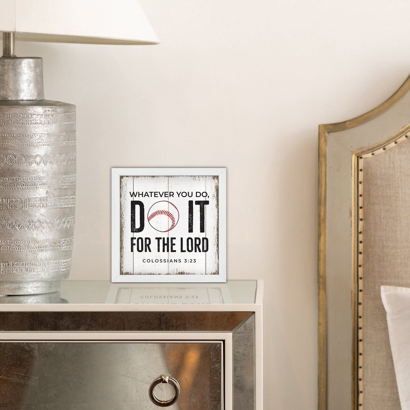 Rustic Wooden Baseball Framed Shadow Box Shelf Décor With Inspiring Bible Verses - Do It - LifeSong Milestones