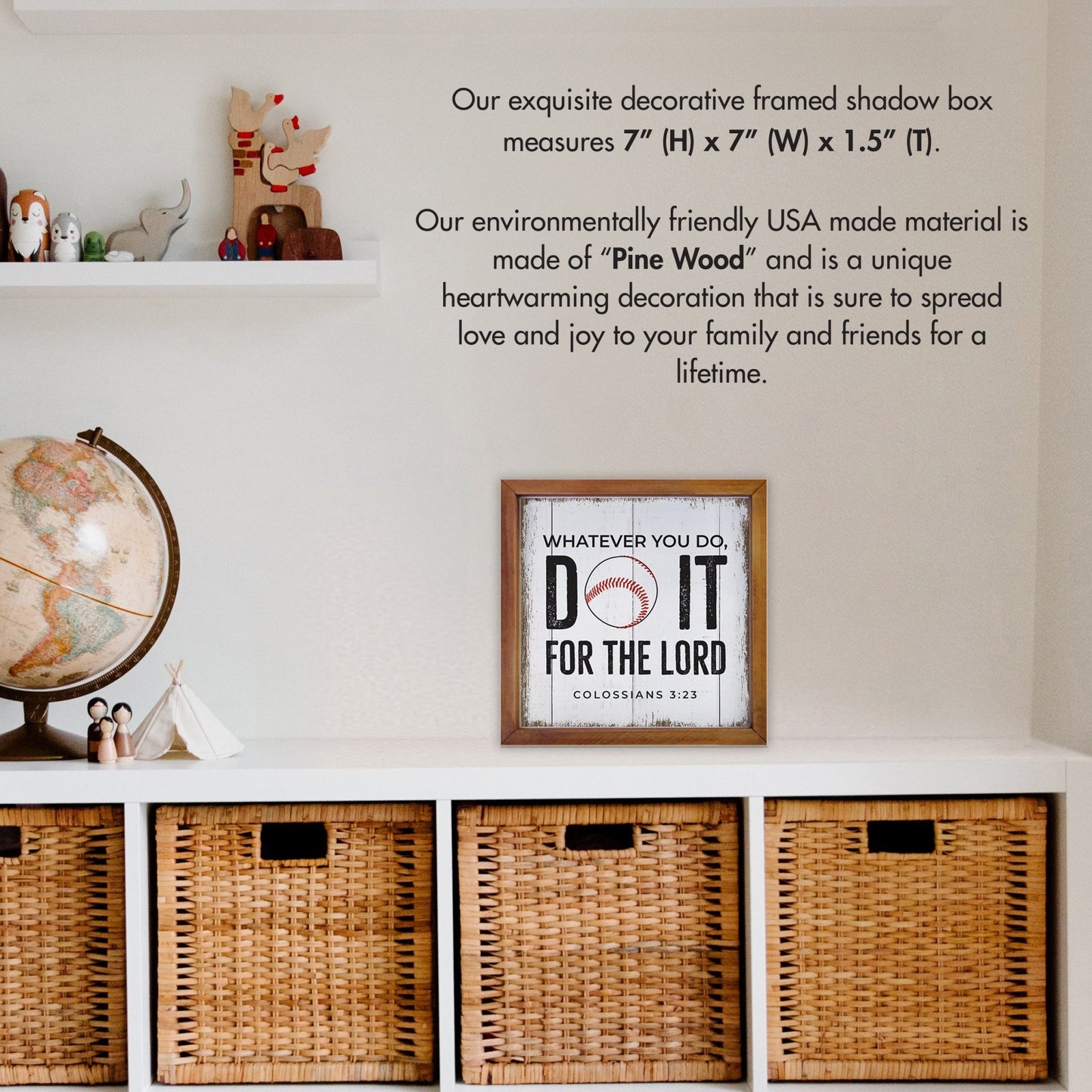 Rustic Wooden Baseball Framed Shadow Box Shelf Décor With Inspiring Bible Verses - Do It - LifeSong Milestones