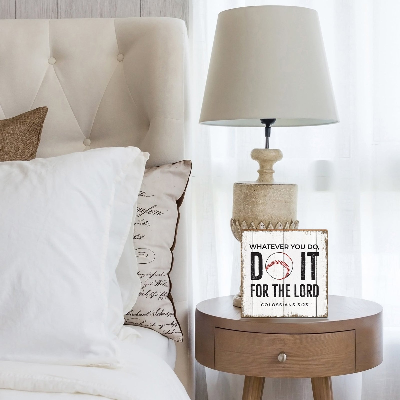 Rustic Wooden Baseball Shadow Box Shelf Décor With Inspiring Bible Verses - Do It - LifeSong Milestones