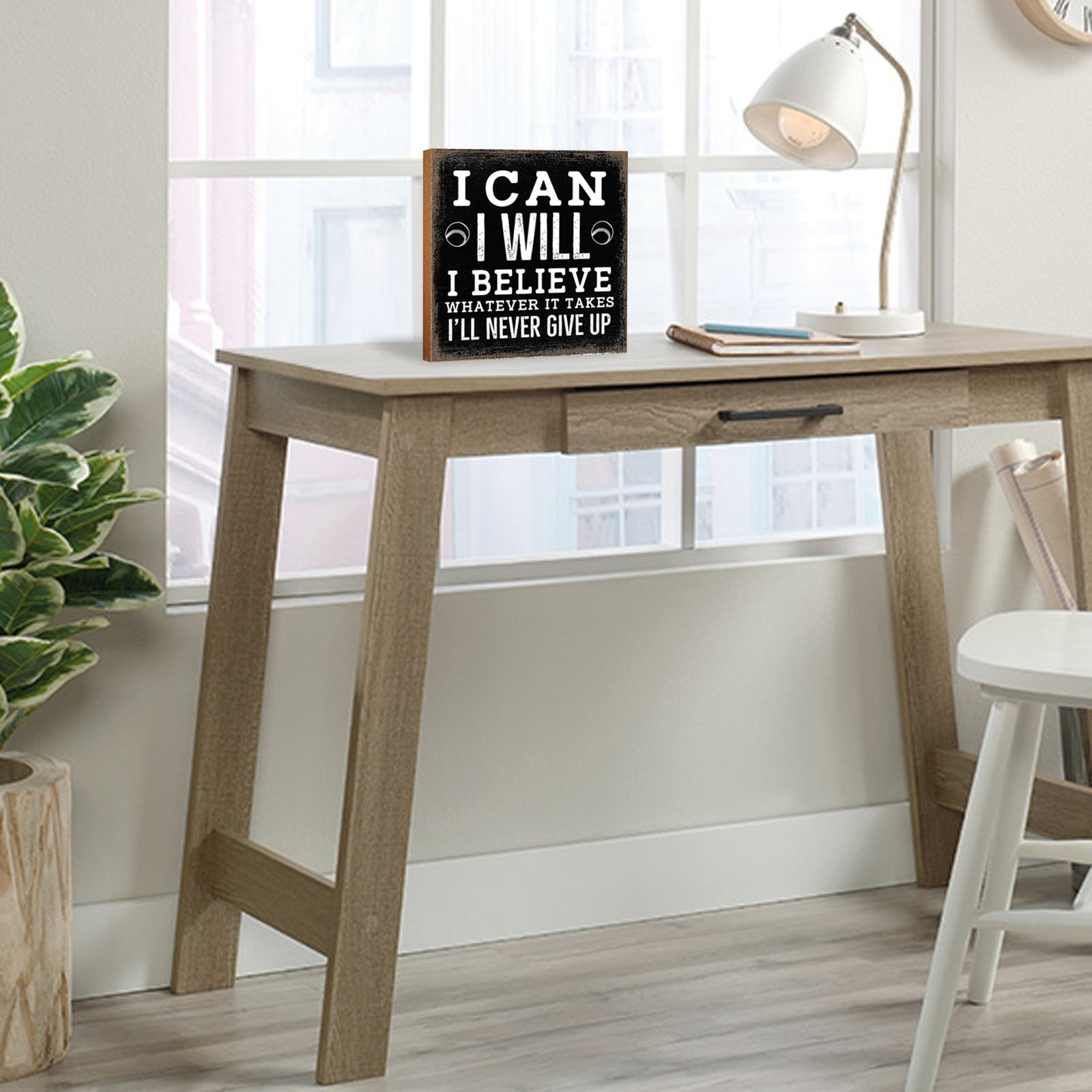 Rustic Wooden Baseball Shadow Box Shelf Décor With Inspiring Bible Verses - I Can - LifeSong Milestones